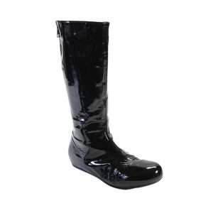 Lamica Womens Patten Leather Textured Zip Mid Length Boots Black Size EUR 34